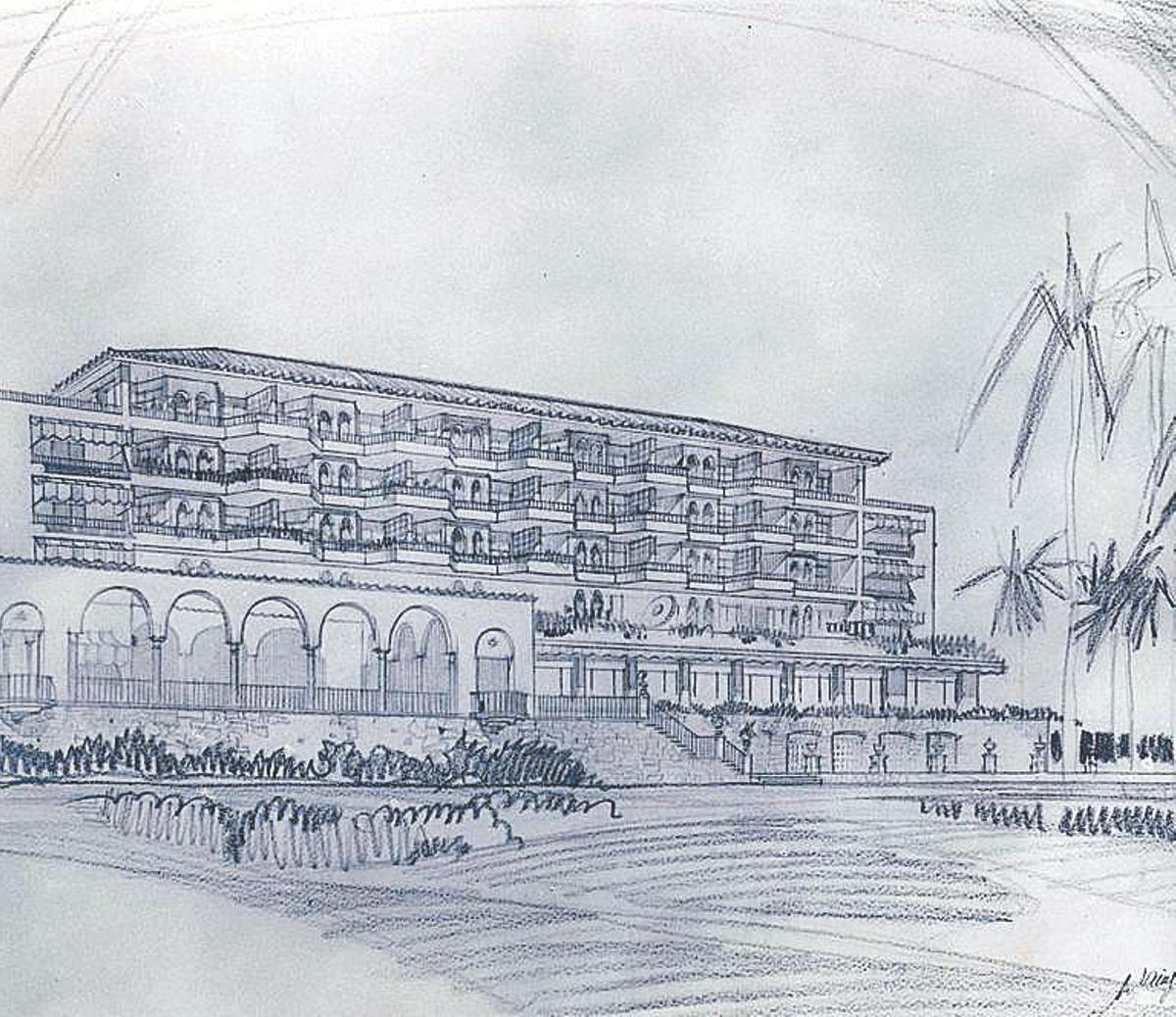 Alzado del proyecto, de Sáinz de Vicuña.