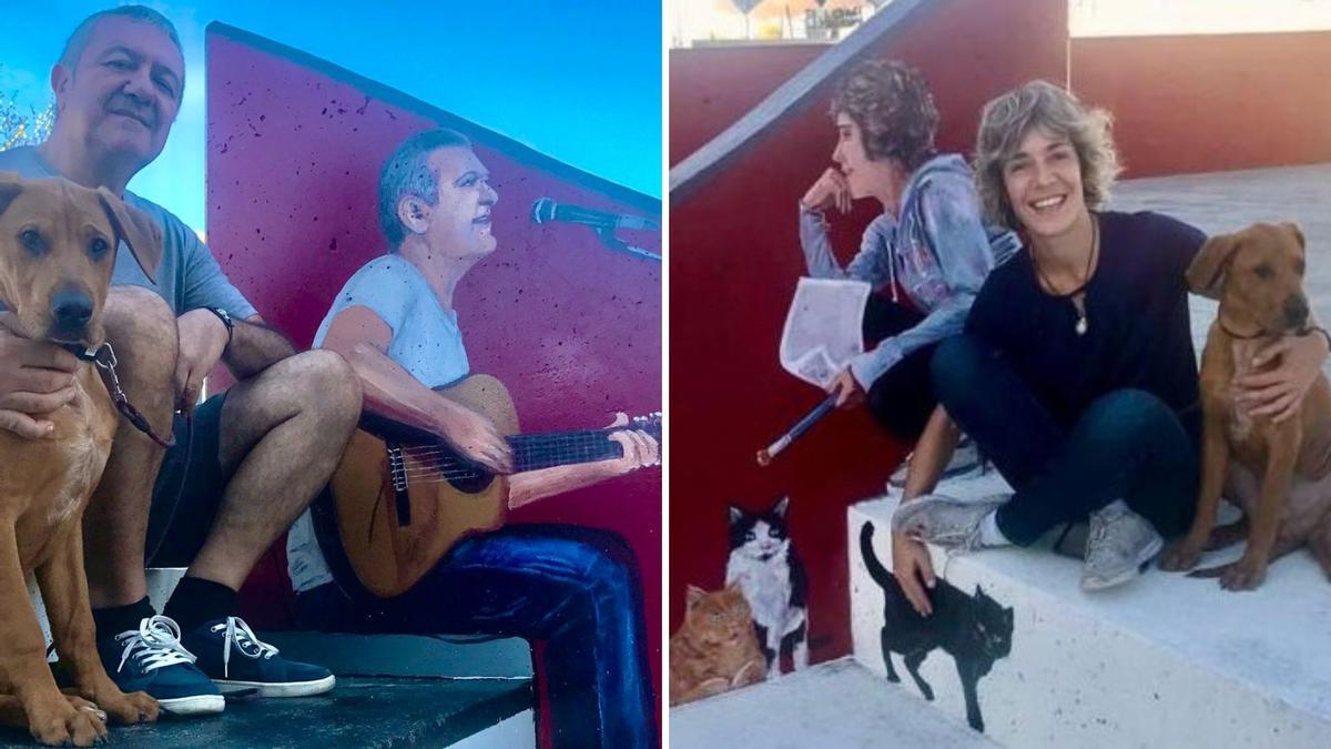 A un lado del muro está Arturo Álvarez Ruade, y al otro lado la que fue su pareja y creadora de las obras Iria Blanco.