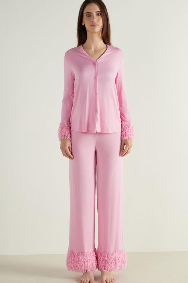 Pijama rosa con plumas de Tezenis