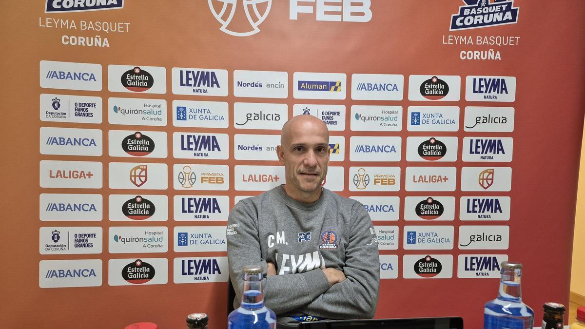 Carles Marco, en la sala de prensa del Palacio de Riazor antes del partido contra el Fibwi Palma.