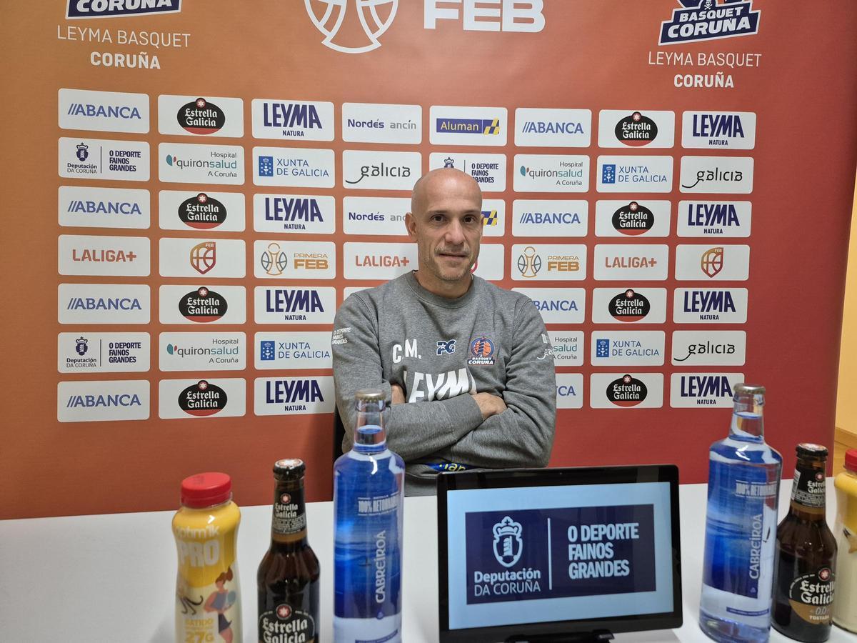 Carles Marco, en la sala de prensa del Palacio de Riazor antes del partido contra el Fibwi Palma.