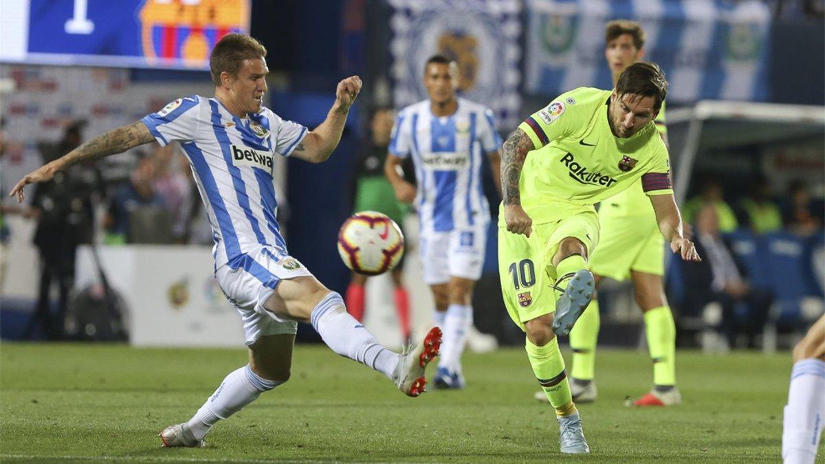 Leo Messi durante el Leganés-Barça de LaLiga 2018/19