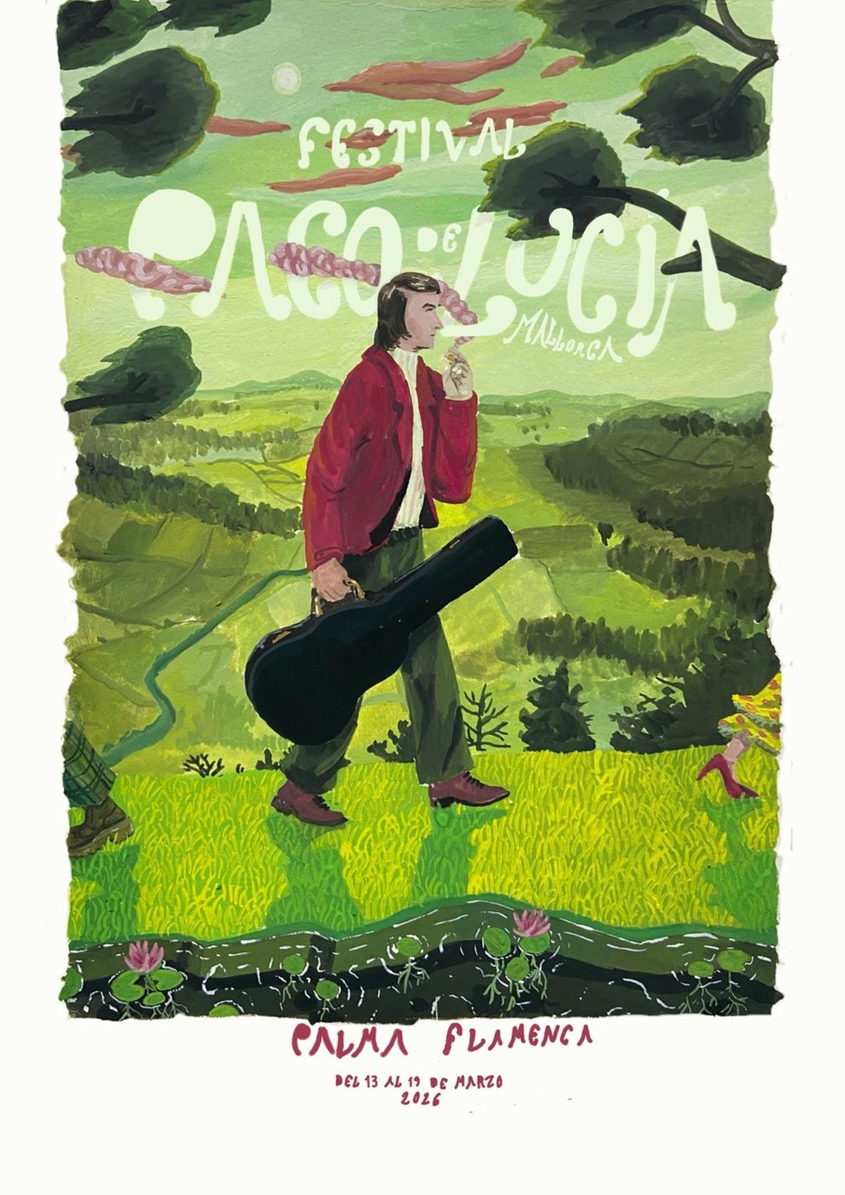 Das Plakat des 5. Festival Paco de Lucía Mallorca (FPDLM) gemalt vom Künstler Francesc Rossello