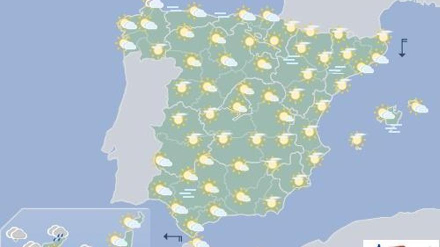 Cielos nubosos y posibles lluvias débiles en Canarias