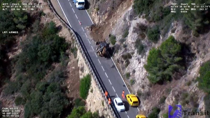 L'esllavissada a la GI-682 a Tossa de Mar