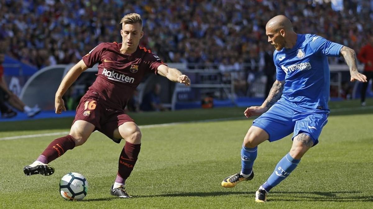 Deulofeu, durante una acción en campo del Getafe.