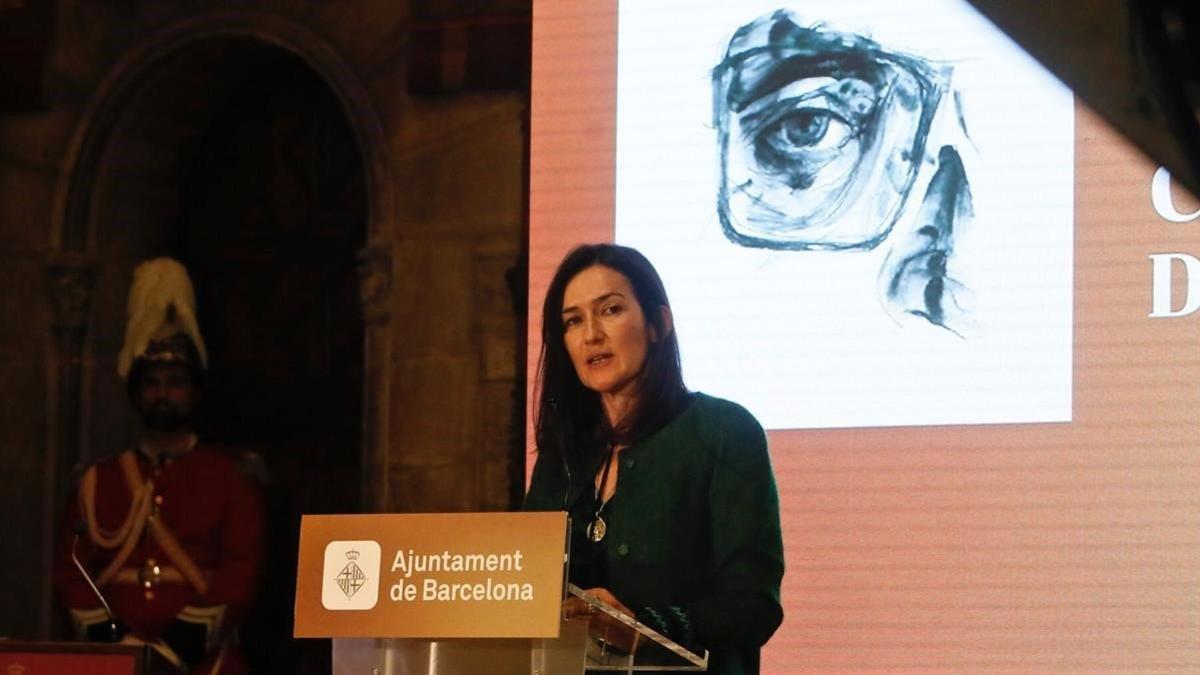 Ángeles González-Sinde, este martes en el Saló de Cent del Ayuntamiento de Barcelona.