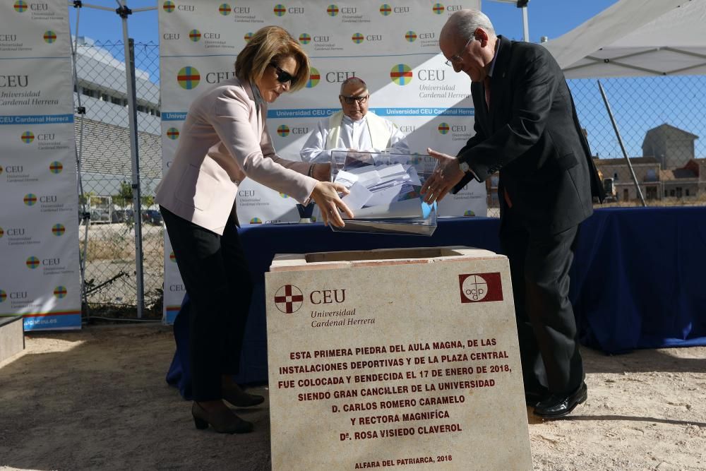 Colocan la primera piedra del nuevo campus del CEU-UCH de Alfara