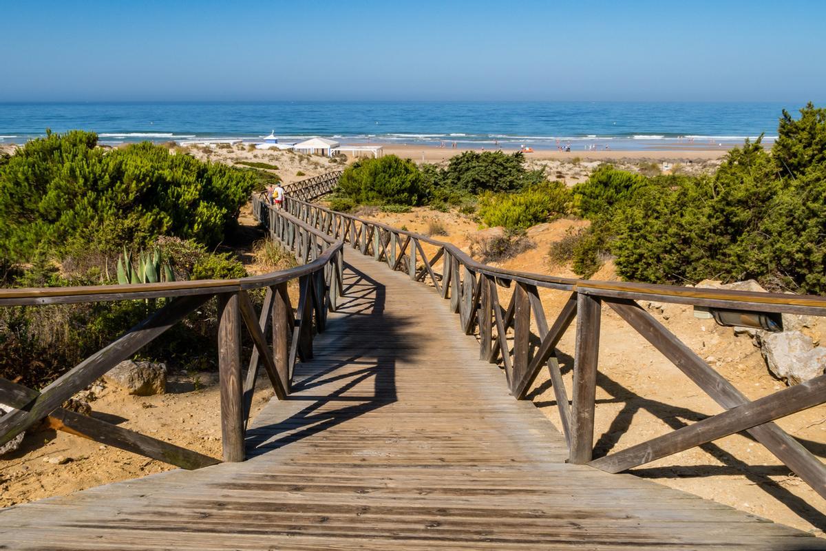 Pasarela que te lleva a La Barrosa.