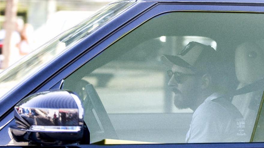 Messi, ayer, en su coche.