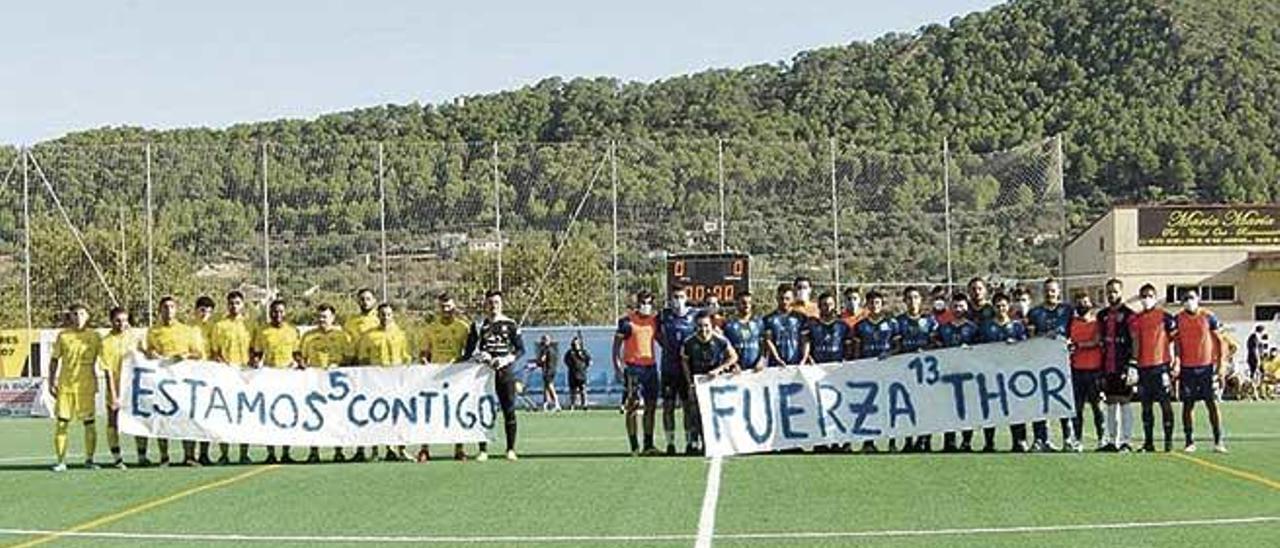 Los jugadores del Andratx y Ferriolense de Tercera División enviaron un mensaje de ánimo a Rubén Nova.