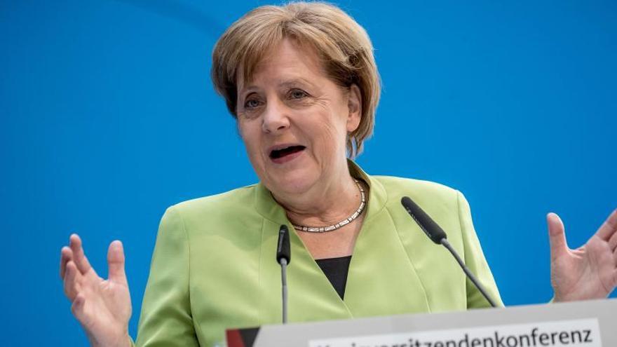 Angela Merkel durante un discurso.