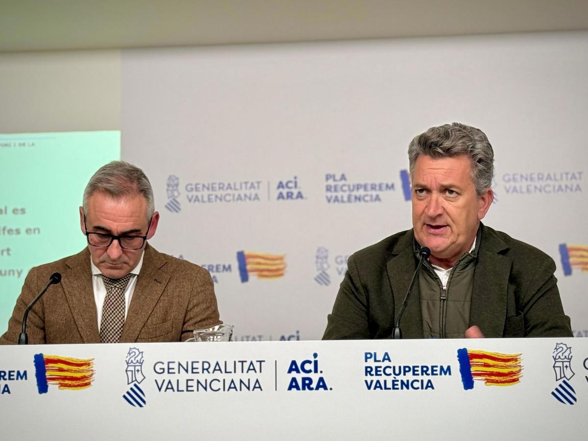 26/12/2025 El conseller de Agricultura, Agua, Ganadería y Pesca y portavoz del Consell, Miguel Barrachina, y el vicepresidente tercero, Vicente Martínez Mus, en la rueda de prensa posterior al pleno del Consell de este viernes ESPAÑA EUROPA COMUNIDAD VALENCIANA POLÍTICA Europa Press