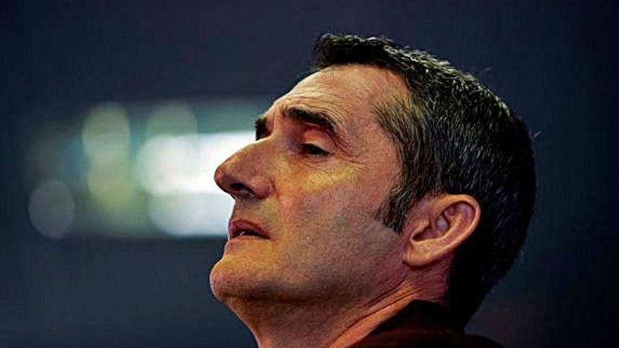 Ernesto Valverde en la roda de premsa d&#039;ahir prèvia al partit