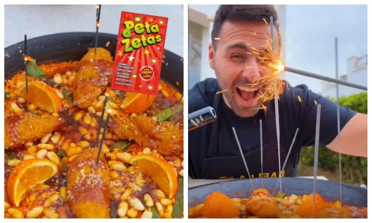 Imagen de la polémica paella, que no ha tardado en despertar reacciones encontradas en redes sociales.