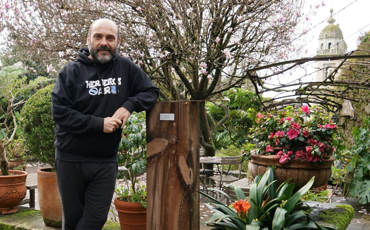 Federico Pérez Rey, actor de ‘O corpo aberto’, na entrevista feita no hotel Costa Vella (Santiago). / JESÚS PRIETO