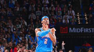 Shai Gilgeous-Alexander celebra durante el partido contra Boston Celtics.