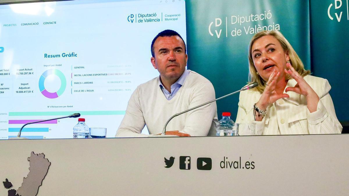 Imagen del presidente de la Diputació de València, Vicent Mompó, y la vicepresidenta, Natàlia Enguix.