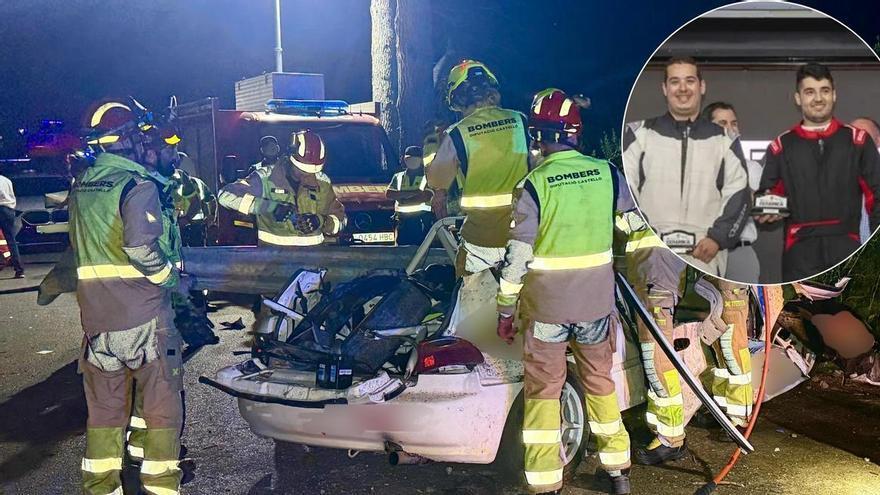 Actuación de los bomberos en el trágico accidente del Rallye en Castellón en el que falleció el copiloto