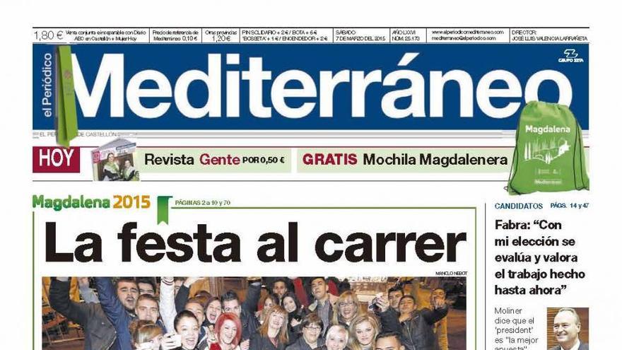 La festa al carrer, hoy en la portada de Mediterráneo