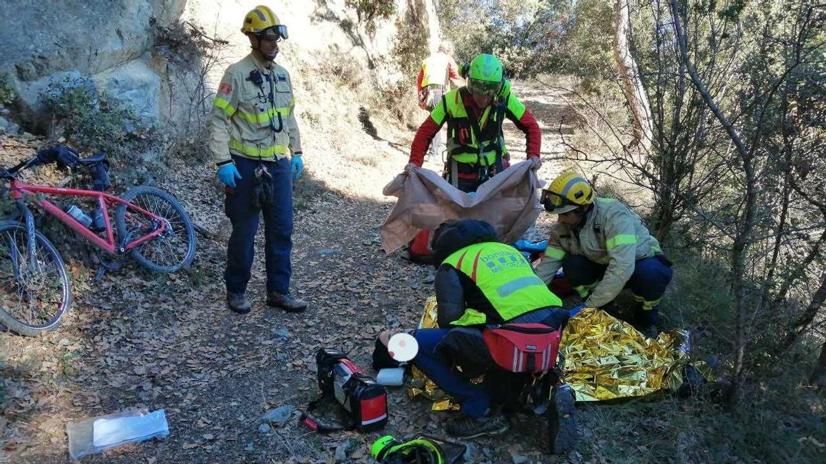 Rescat del ciclista de 46 anys ferit a Les Lloses.