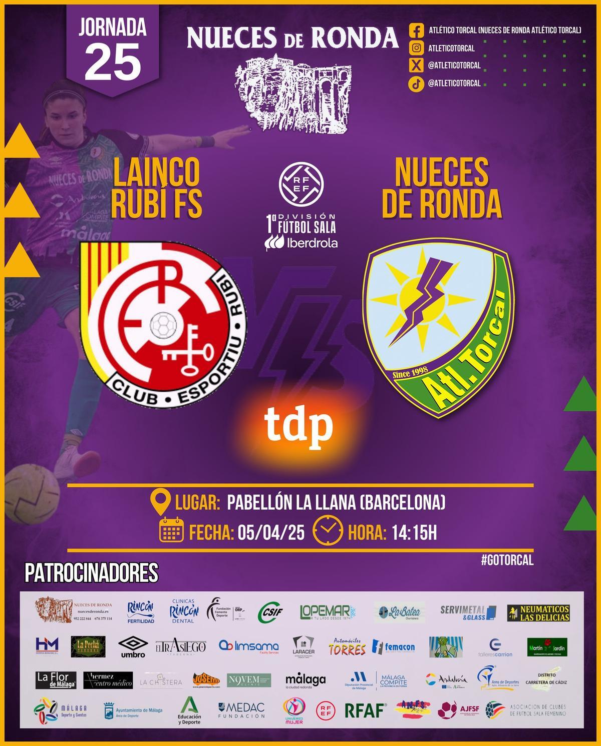 El Nueces de Ronda se medirá al Lainco Rubí FS hoy a las 14.15 horas.