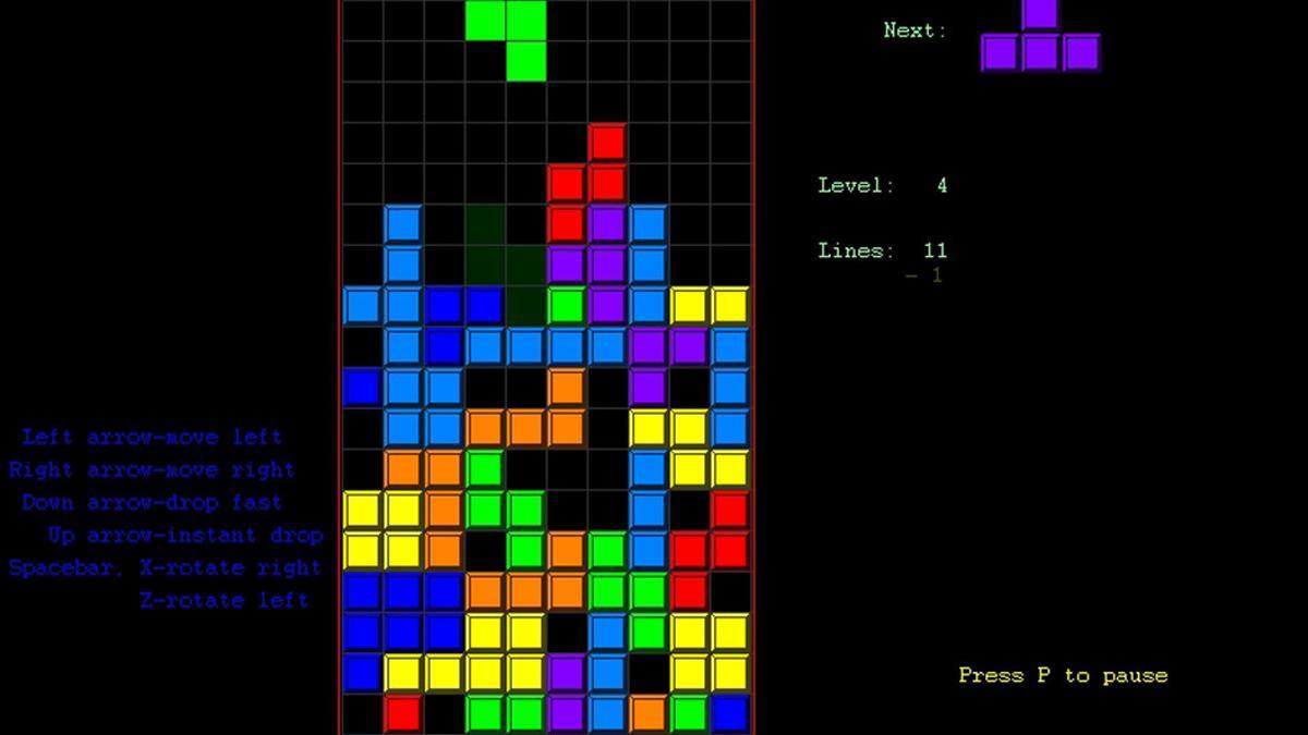 Captura de la imagen del popular Tetris.