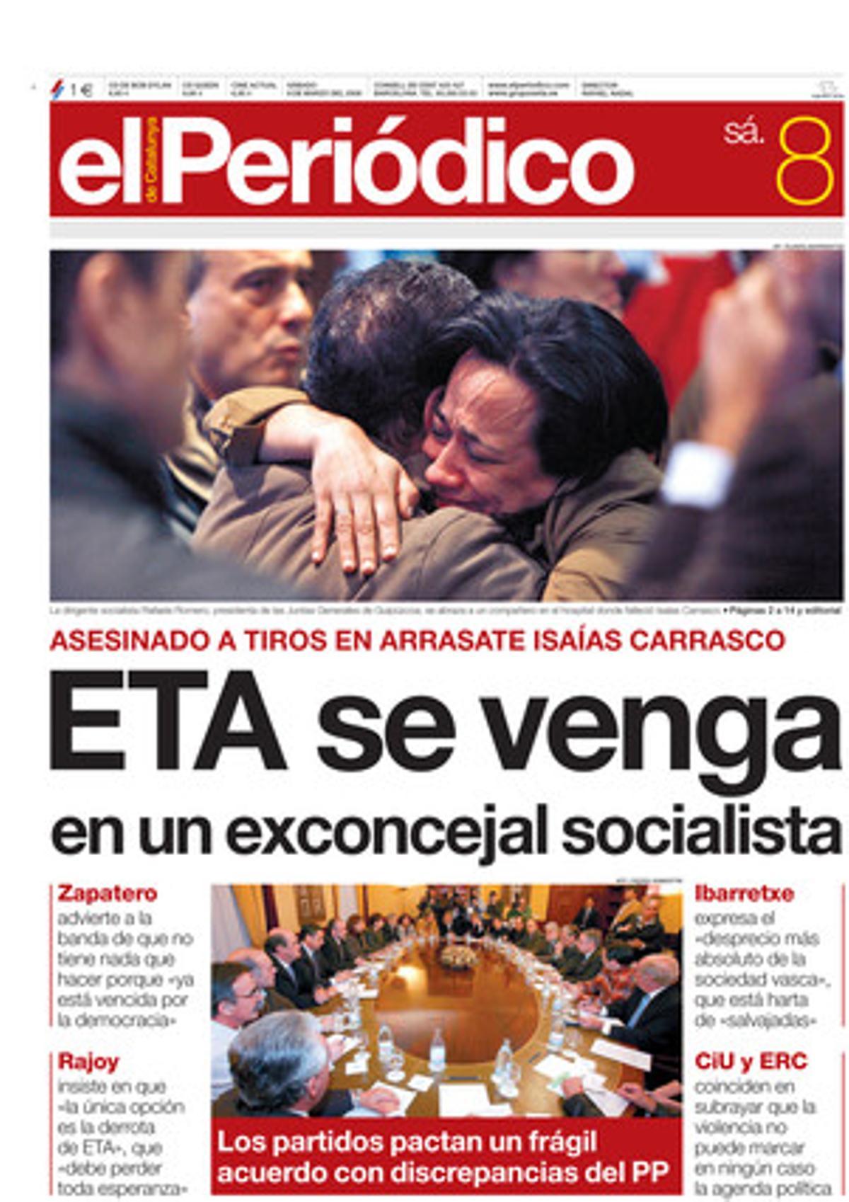 ETA mata en un atentado a Isaías Carrasco. 8/3/2008