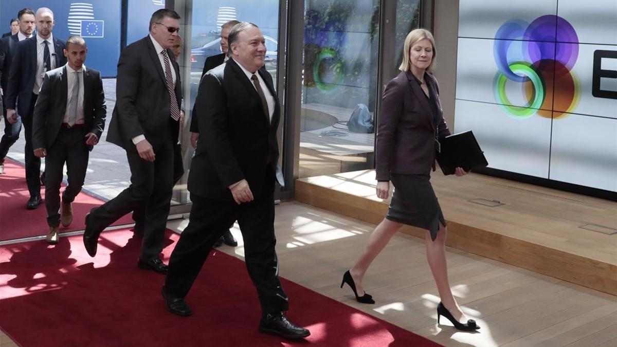 Pompeo, a su llegada a Bruselas.