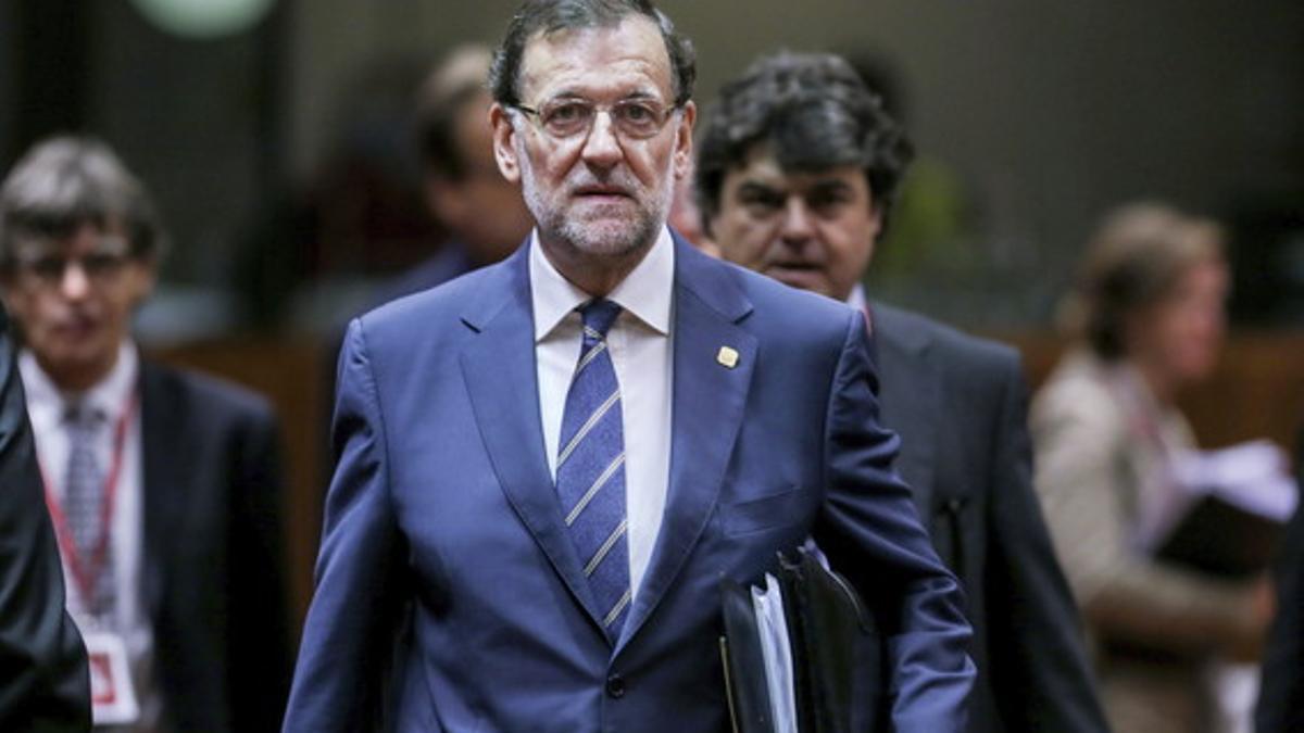 El presidente del Gobierno español, Mariano Rajoy, llega a la cumbre de la UE, este viernes, en Bruselas.