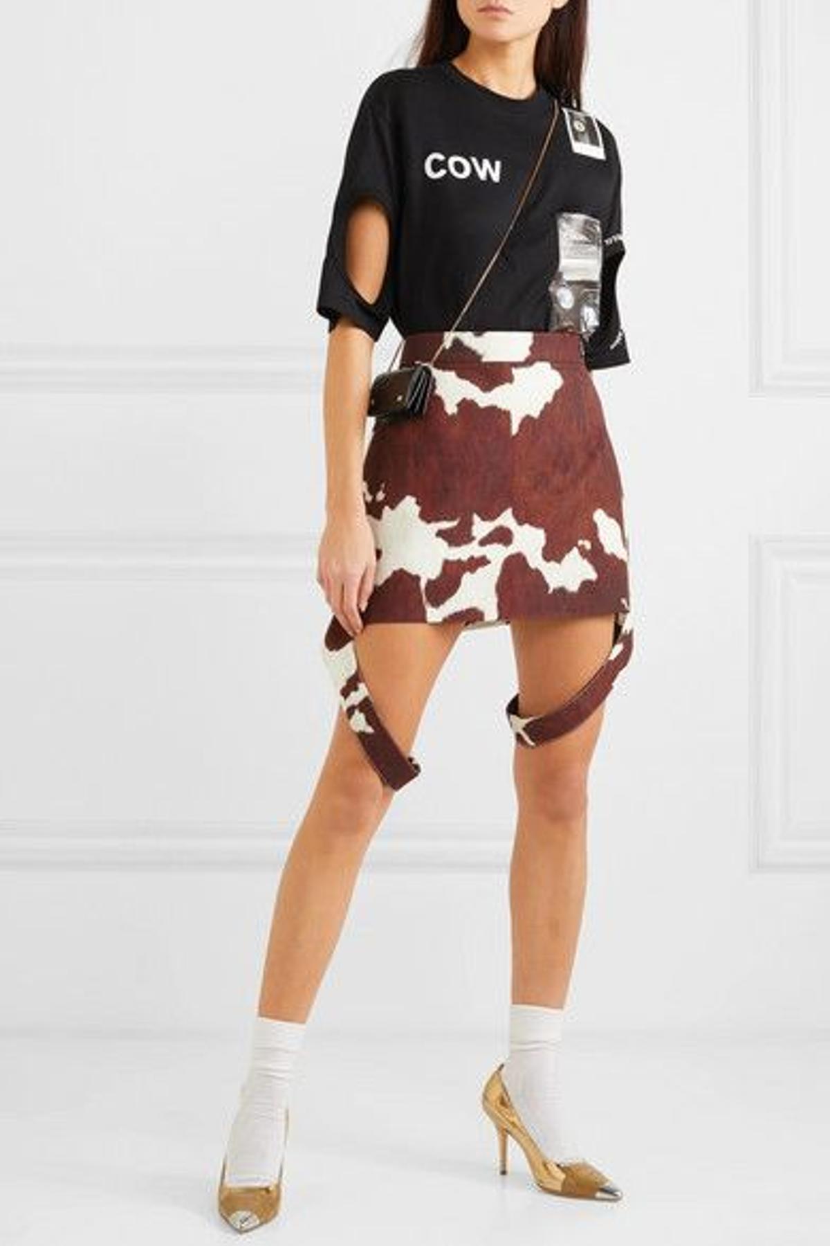 Minifalda marrón con estampado de vaca de Burberry a la venta en Net a Porter