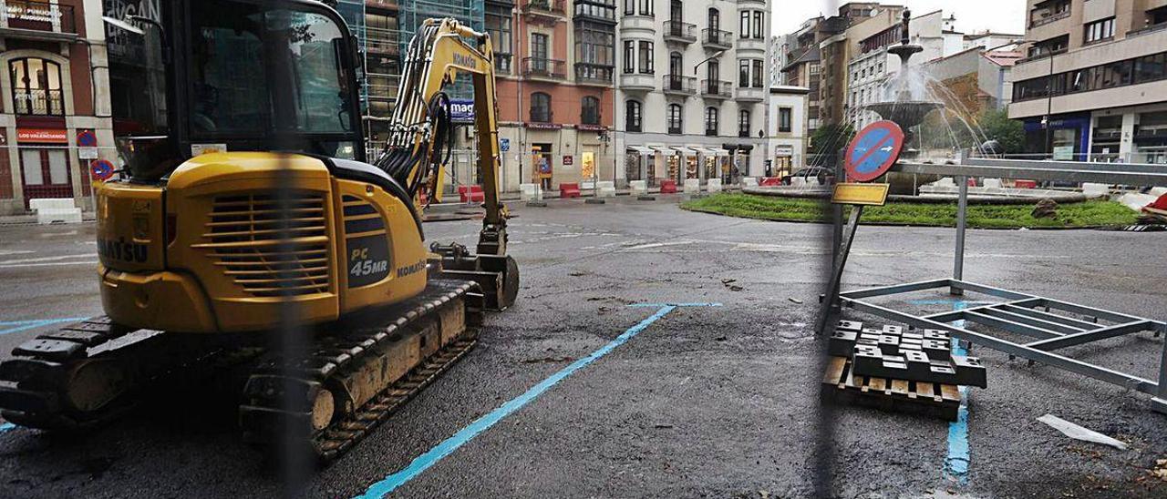 La plaza de Pedro Menéndez, ayer, con el inicio de las obras de mejora.