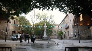 El interior del antiguo hospital de la Santa Creu, en el barrio del Raval, en Barcelona.