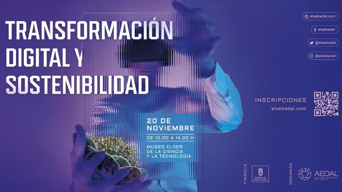 Cartel Jornada organizada por AEDAL, “Transformación Digital y Sostenibilidad”