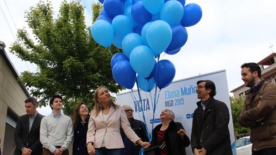 Elena Muñoz en su primer acto de campaña esta mañana. // G.C.