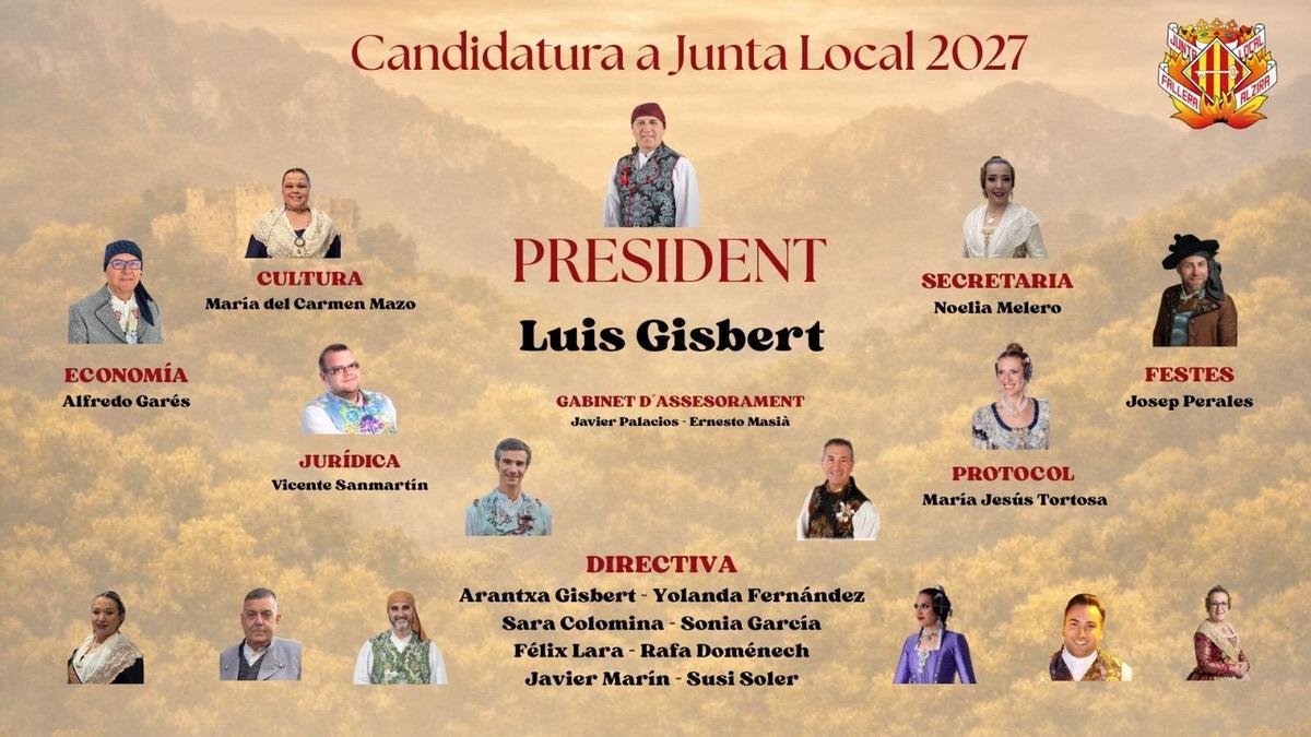 La junta directiva que acompañará a Gisbert en la JLF de Alzira.