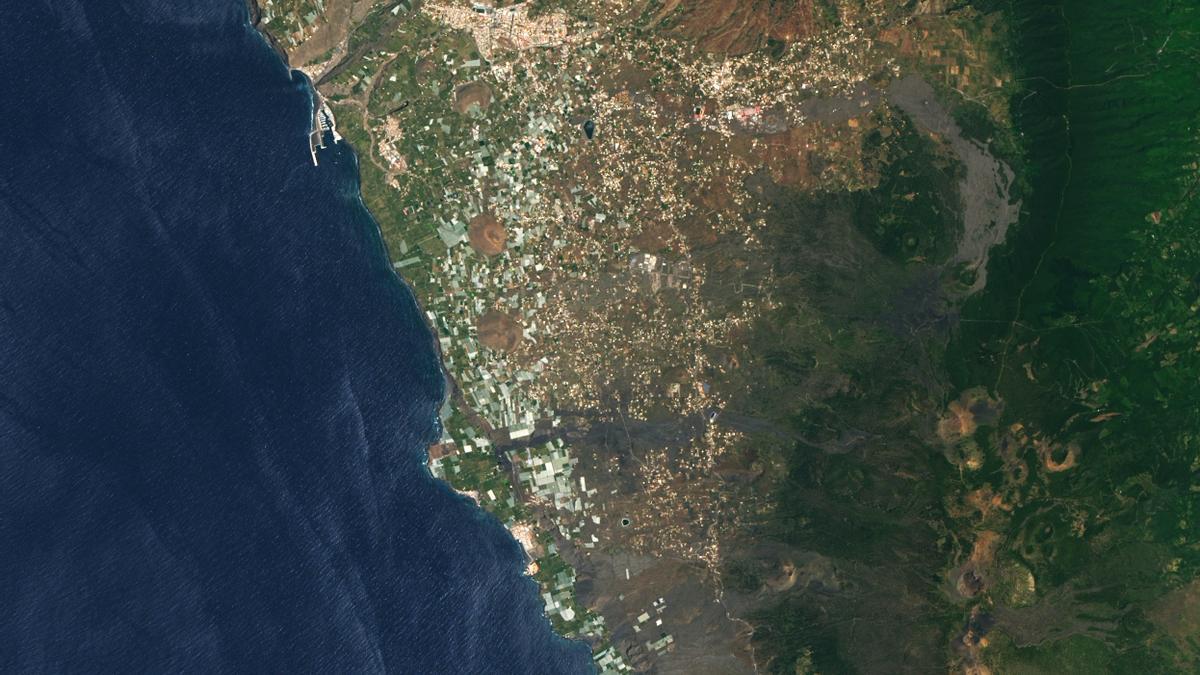 Imagen del 21 de mayo de 2021 de la zona en la que emergería el volcán de la isla de La Palma.
