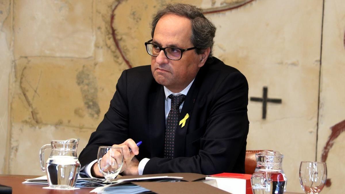 El 'president,' Quim Torra, este martes, en la reunión del Consell Executiu.