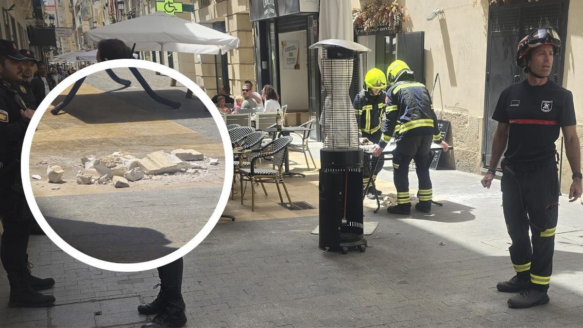 Susto en Alicante la víspera de Santa Faz: se desprende una cornisa en el recorrido de la romería sin heridos