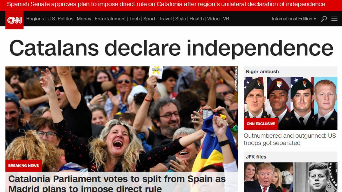 Noticia de apertura de la edición digital de la CNN.