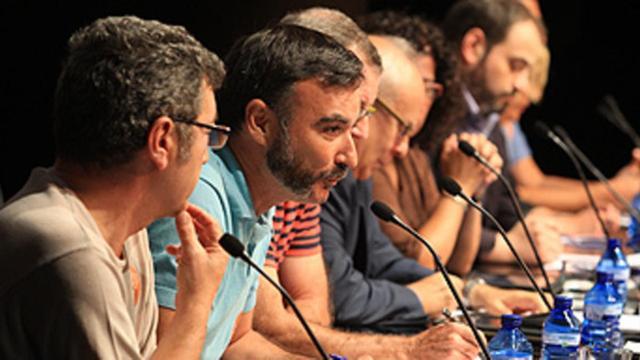 De izquierda a derecha, Jordi Gratacós, Albert Guijarro, Julio Álvarez, Ramon Colom y Ana Rosa Cisquella, en La Pedrera, este martes