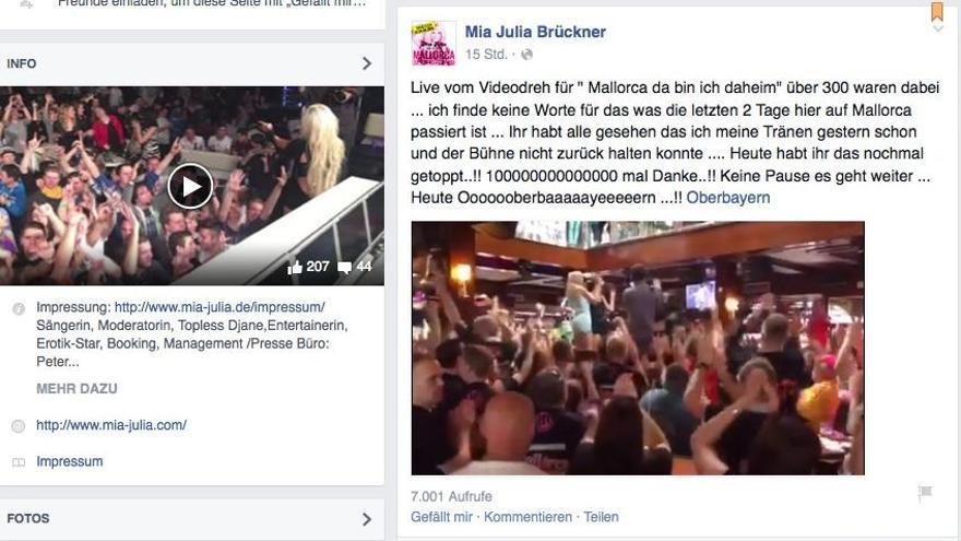 Auf ihrer Facebook-Seite hat Mia Julia vorsichtshalber nur Drehimpressionen aus dem Bierkönig hochgeladen...