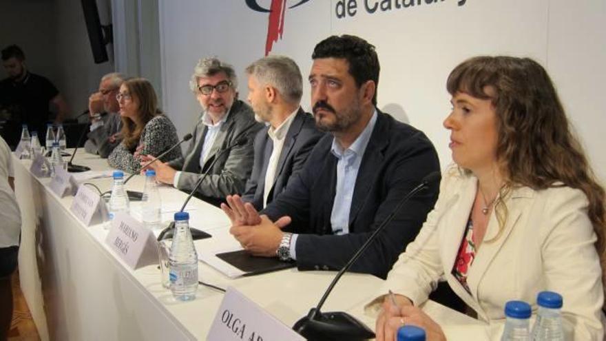 Els advocats dels presos independentistes van oferir una roda de premsa conjunta, ahir