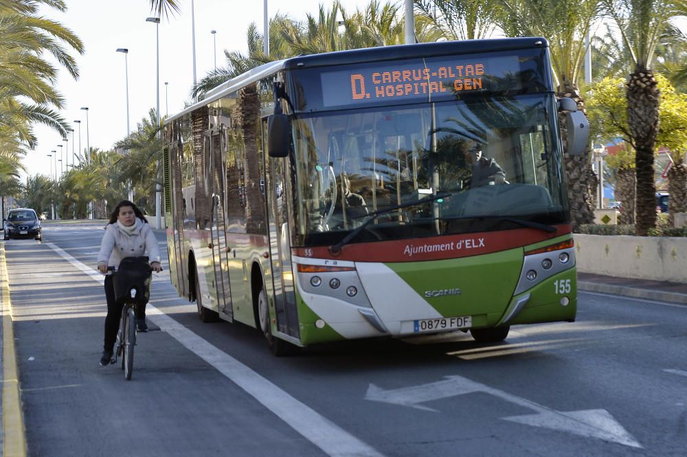 El carril bici en la avenida de la universidad