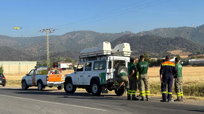 Las imágenes de la mañana en el entorno del incendio de La Albaida en Córdoba