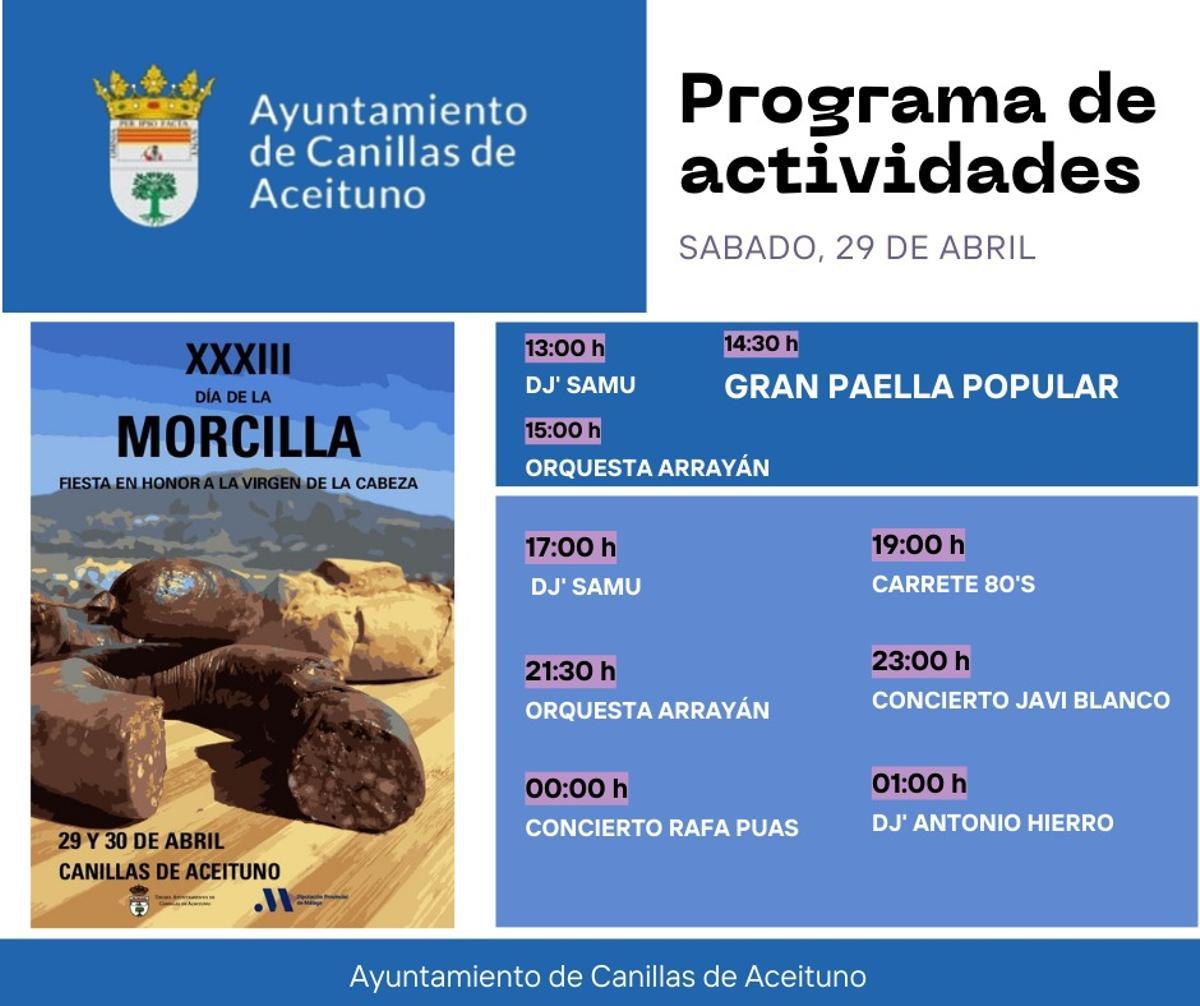 Programación para el día sábado 29 de abril.