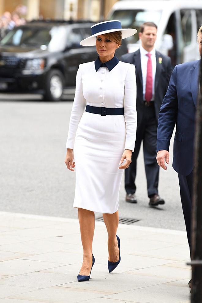 Melania Trump a su llegada a la Abadía de Westminster