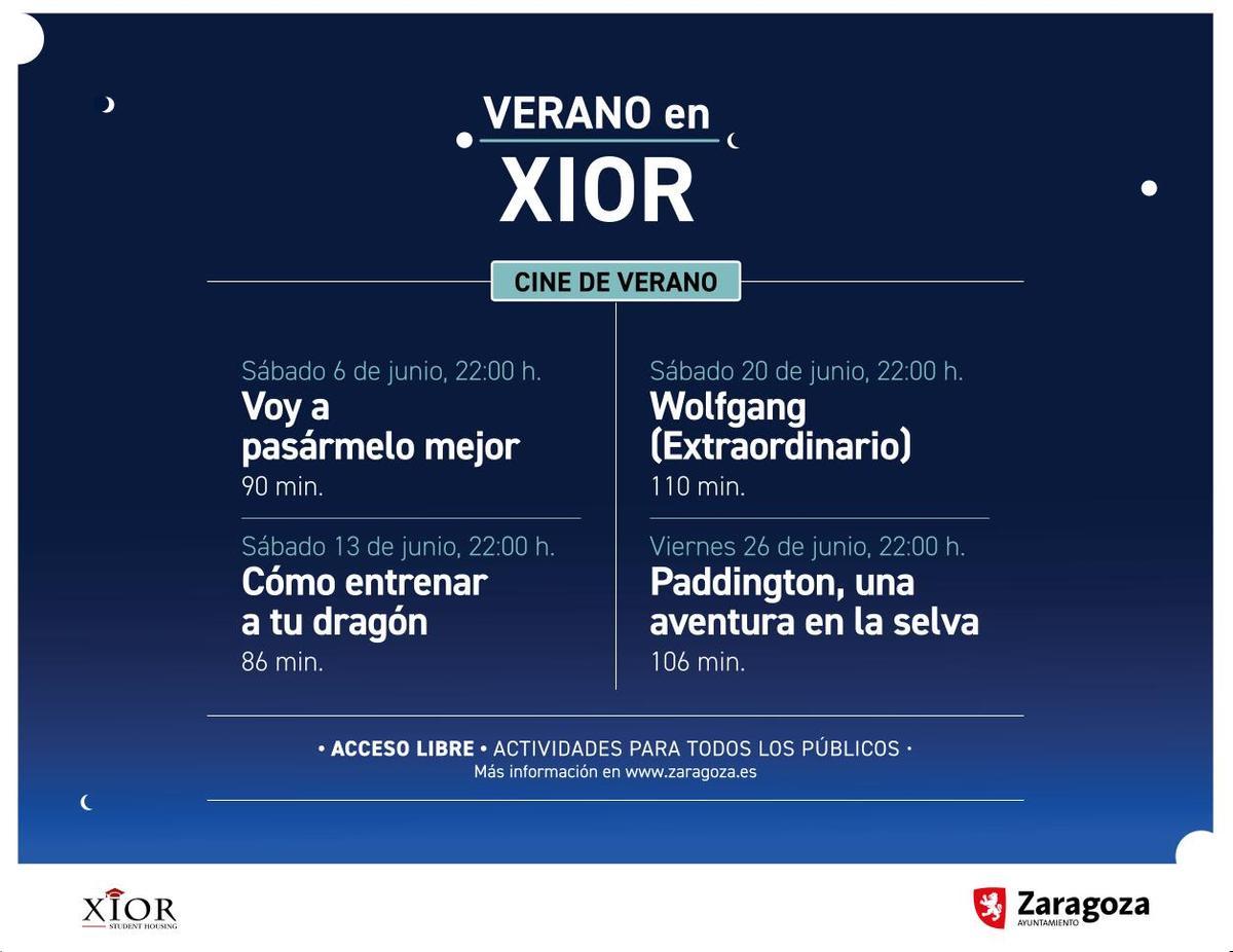 El cartel del cine de Verano en Xior.