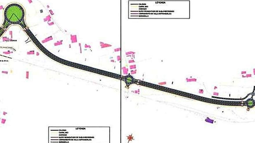 Plano del primer tramo de la Ronda Central de Lorca.