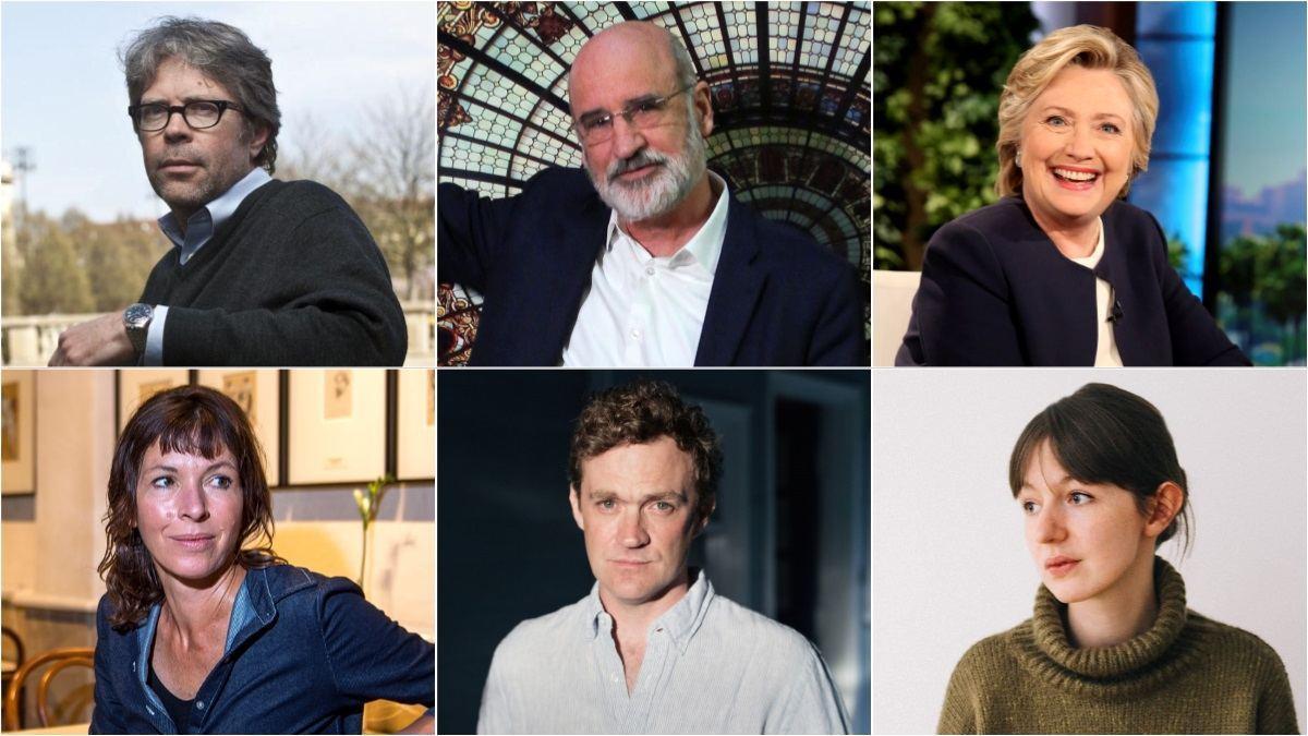 Los escritores Jonathan Franzen, Fernando Aramburu, Hillary Clinton, Rachel Cusk, Patrick Radden Keeffe y Sally Rooney.